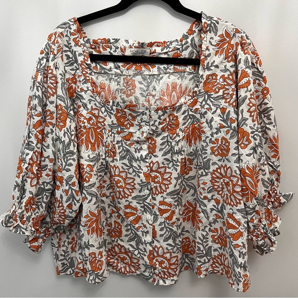 Rachel Zoe Boho top size L.   Square neck & button detail down entire front